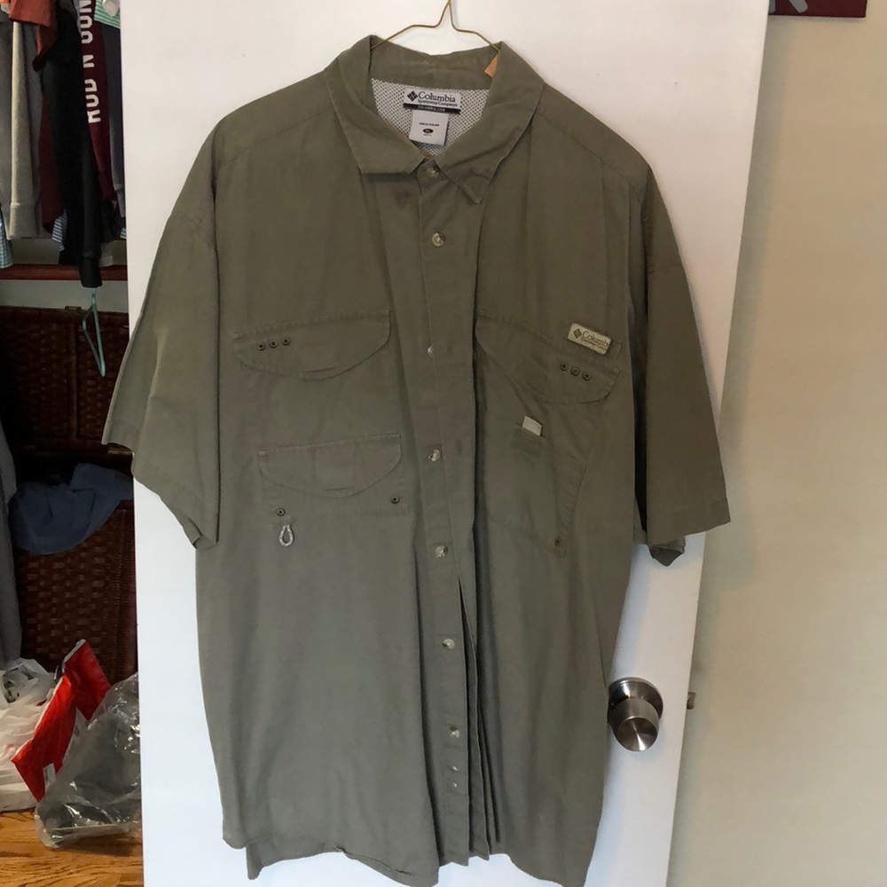 Columbia PFG Short Sleeve Shirt XL DENIM GREEN